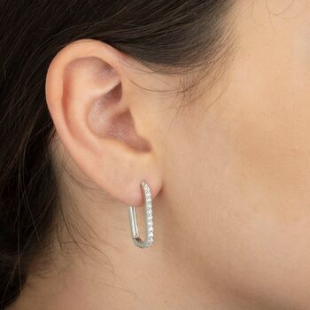 Large Crystal U Hoop Earrings, 3 of 4