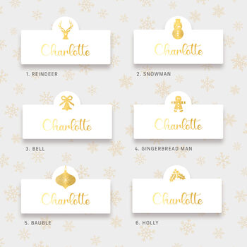 Personalised Christmas Gold Foiled Place Cards, 5 of 7