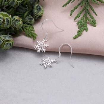 Silver Snowflake Earrings, 2 of 3
