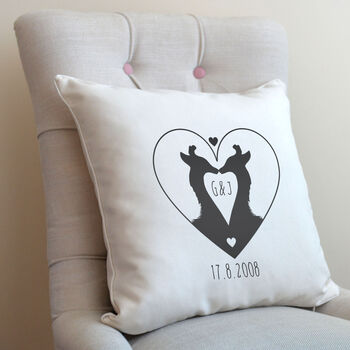 Personalised Giraffes Kissing Piped Cushion, 3 of 4