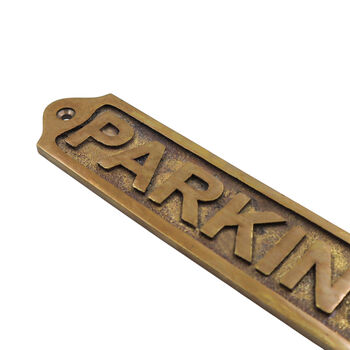 Custom Parking Brass Plaque With Vintage Finish, 2 of 12