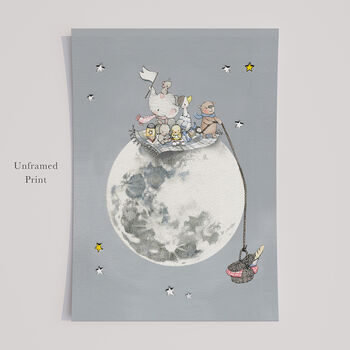 Personalised Picnic On The Moon Children's Art Print, 4 of 8