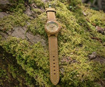 Large Nalu Bamboo Watch Leather Strap, 3 of 12