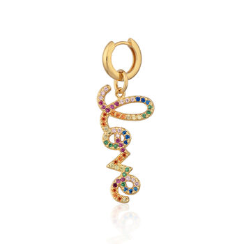 Rainbow Love Huggie Single Earring, 3 of 6