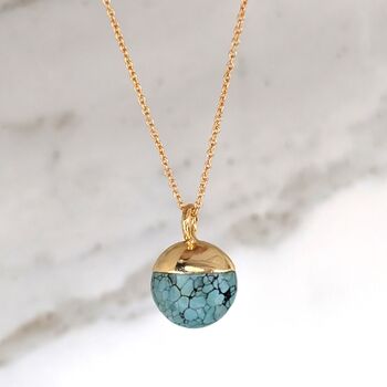 The Orb Turquoise December Birthstone Necklace, Gold, 6 of 8