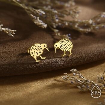 Sterling Silver Nature Inspired Kiwi Bird Stud Earrings, 5 of 12