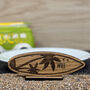 Oak Veneer Surfboard Place Name Setting Wedding Events, thumbnail 7 of 7