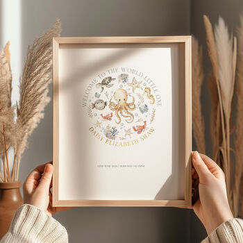 'Welcome To The World Little One' Personalised Print With Gold Foil, 4 of 5