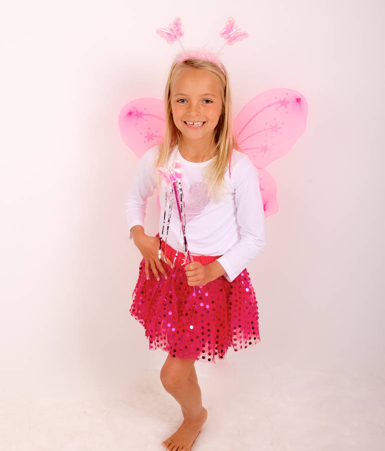fairy sparkle tutu with wings set hot pink by candy bows
