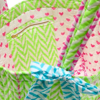 Quilted Tote Bag | Neon Green, 3 of 3