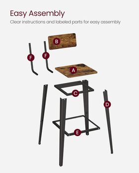 Bar Stool Set Bar Chairs With Backrest, 8 of 9