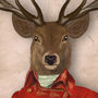 Deer In Red Jacket, Full, Art Print, Framed Or Unframed, thumbnail 2 of 8