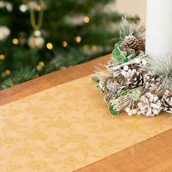 Christmas Table Runner Gold Glitter Acorn 3m Long, 2 of 5