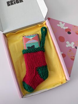 Christmas Knitted Stocking And Chocolate Bar Gift, 5 of 7
