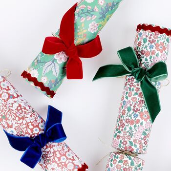 Set Of Six Liberty Print Velvet Bow Crackers, 3 of 7