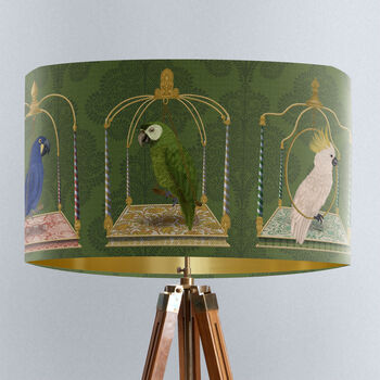 Parrot Swings Lampshade, On Verdant Green, 6 of 10