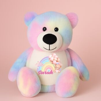 Personalised Pink Baby Rainbow Large Bear, 3 of 12