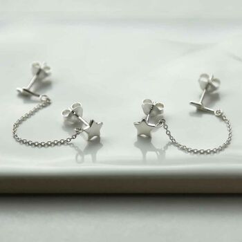 Sterling Silver Star And Lightning Double Studs, 3 of 6