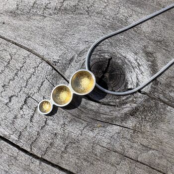 Small Triple Gold Leaf Dome Pendant, 7 of 8