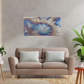 Metal Flower Pattern Wall Art In Rectangular Frame, 9 of 12