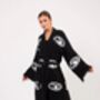 Long Organic Cotton Robe: Black With White Eye, thumbnail 1 of 4