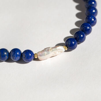 Lapis Lazuli And Keshi Pearl Necklace, 8 of 9