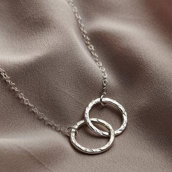 Personalised Textured Medium Double Hoop Names Necklace, 4 of 9