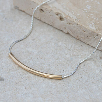 Gold Plated Curve Necklace, 3 of 5