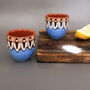 Set Of Two 50ml Ceramic Shot Glasses In Sky Blue Colour, thumbnail 2 of 4