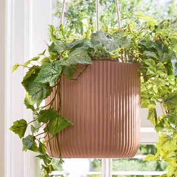 Roma Ribbed Terracotta Hanging Planter, 4 of 7