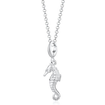 Sterling Silver Seahorse Charm Necklace, 2 of 6