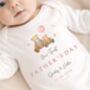 Personalised My 1st Father’s Day Babygrow Pink Bear Design, thumbnail 1 of 3