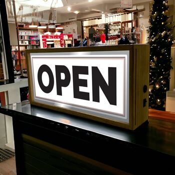 Wooden Light Box Open Sign, 2 of 5