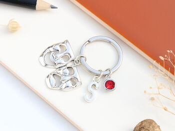 Drama Masks Personalised Keyring Theatre Gift, 6 of 10