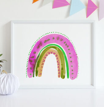 Pink And Olive Rainbow Print, 3 of 3
