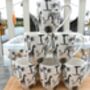 Set Of Six China Aspen Mugs In Black Safari Design, thumbnail 2 of 12