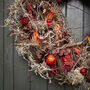 Dried Flower Wreath In Burgundy Red, thumbnail 4 of 7