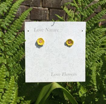 Sunflower Classic Yellow Flower Stud Earrings, 2 of 4