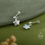 Sterling Silver Dainty Forget Me Not Enamel Drop Stud Earrings, thumbnail 2 of 12