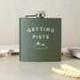 'Getting Piste' Engraved Skiing Hip Flask, thumbnail 2 of 8