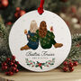 Personalised Best Friends Christmas Bauble – Custom Illustration Ornament With Names – Festive Gift For Her – Friendship Holiday Keepsake Decoration, thumbnail 1 of 5