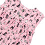 Girls Pink Cat Cotton Pyjamas Frilly Short Set, thumbnail 6 of 7