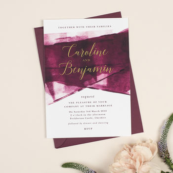Grace Berry And Gold Wedding Invitations, 2 of 4