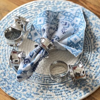 Set Of Six Table Napkin Rings Silver, Antique Gold, 3 of 11
