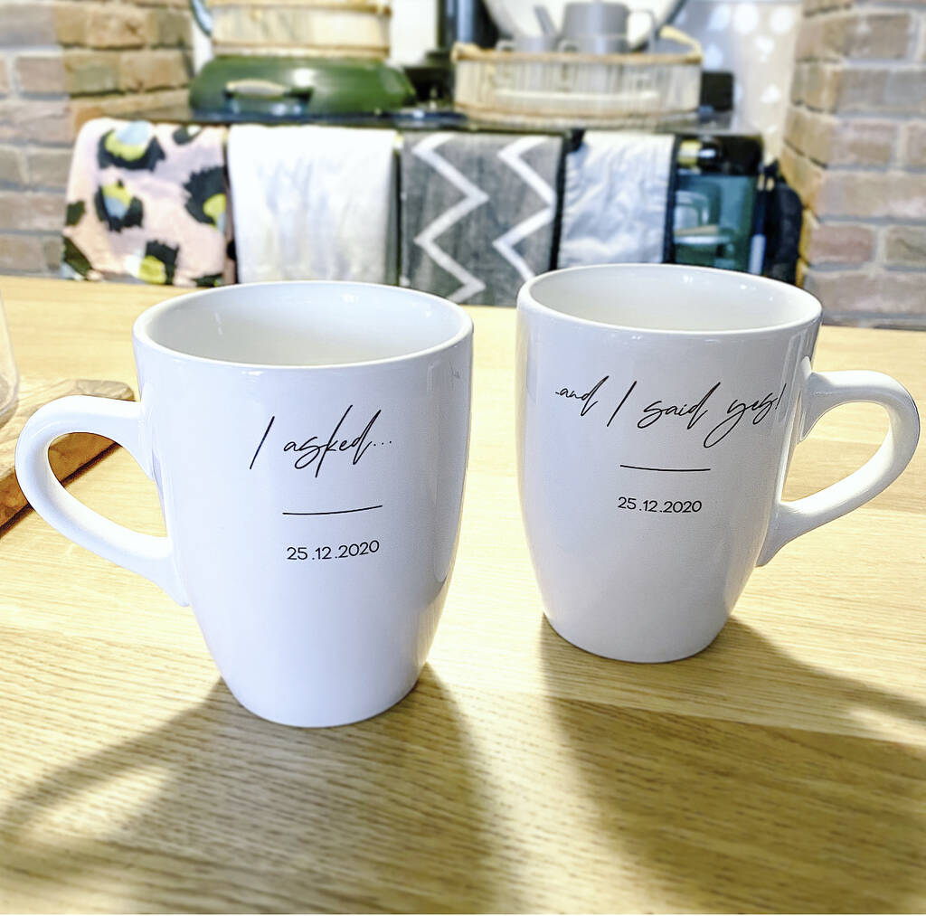 Personalised Matching Engagement Mugs By Birdie Barn