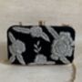 Black Floral Velvet Clutch Bag, thumbnail 7 of 10