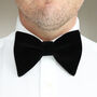 Mens Black Oversized Velvet Bow Tie And Pocket Square, thumbnail 1 of 5