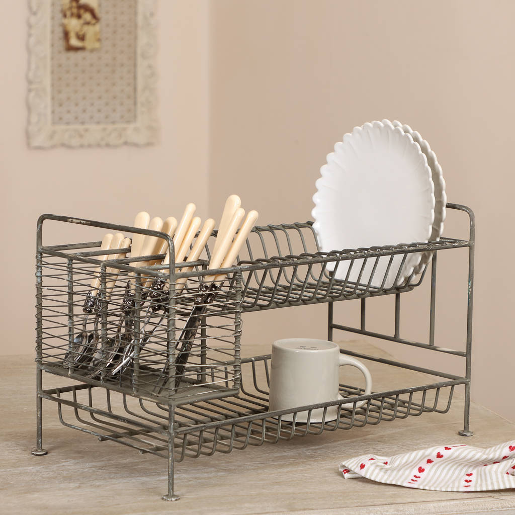 industrial grey dish drainer and cutlery rack by dibor