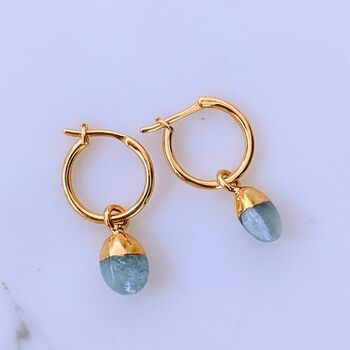March Birthstone Earrings, Aquamarine, Gold Plated, 2 of 7