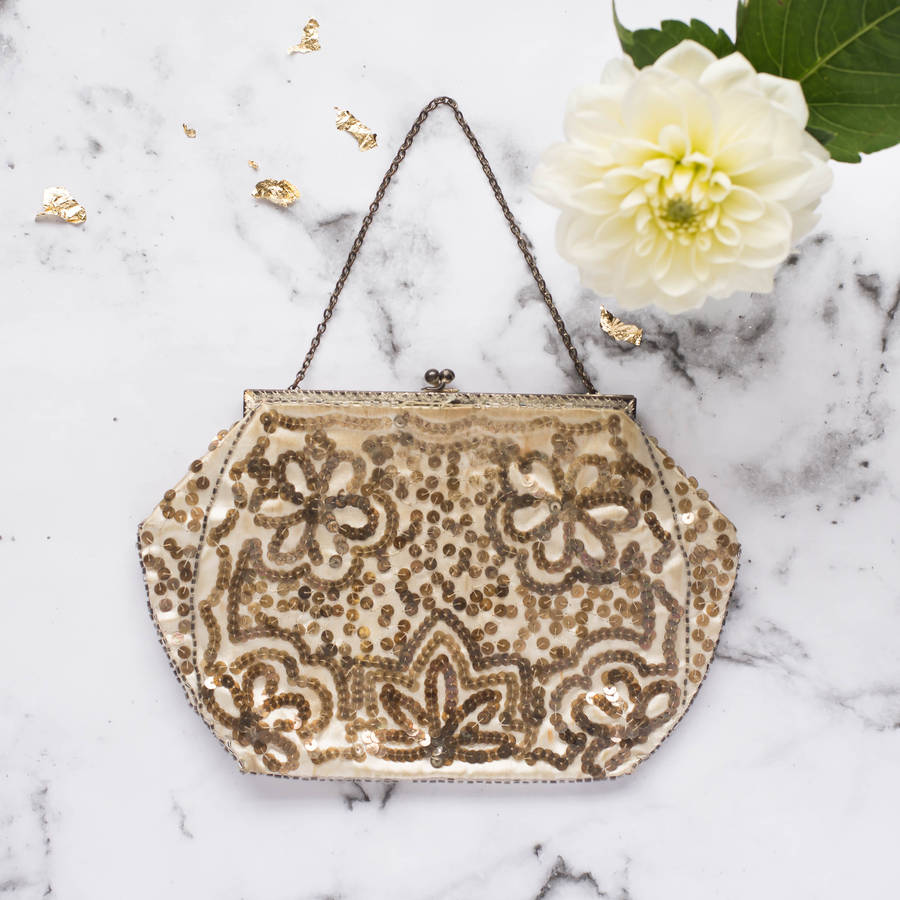 Vintage Gold Sequin Evening Purse By Iamia | notonthehighstreet.com